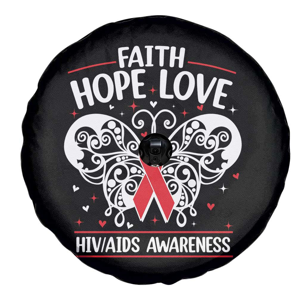 Red Ribbon Faith Hope Love Spare Tire Cover World AIDS Day Gift TS12 Print Your Wear