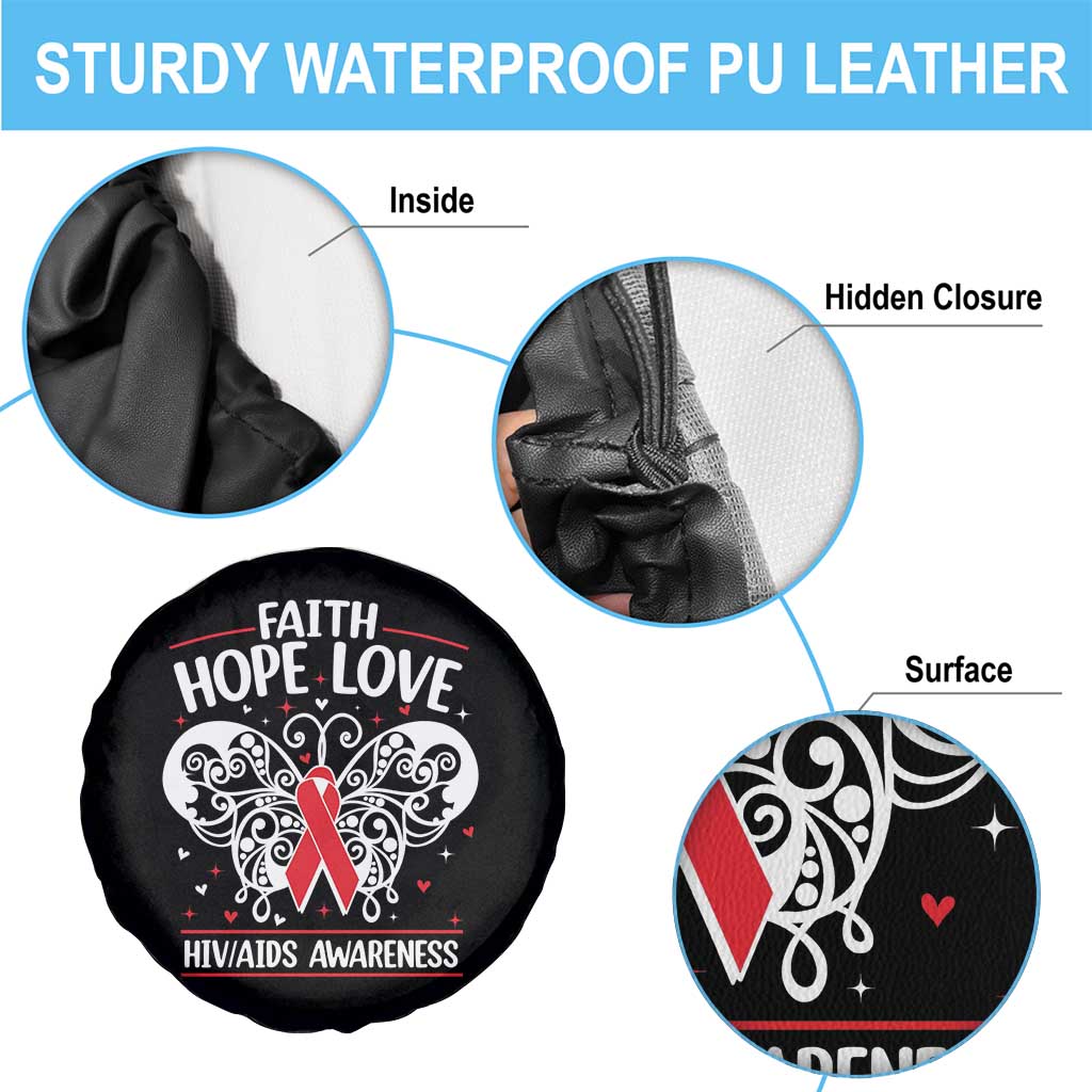 Red Ribbon Faith Hope Love Spare Tire Cover World AIDS Day Gift TS12 Print Your Wear
