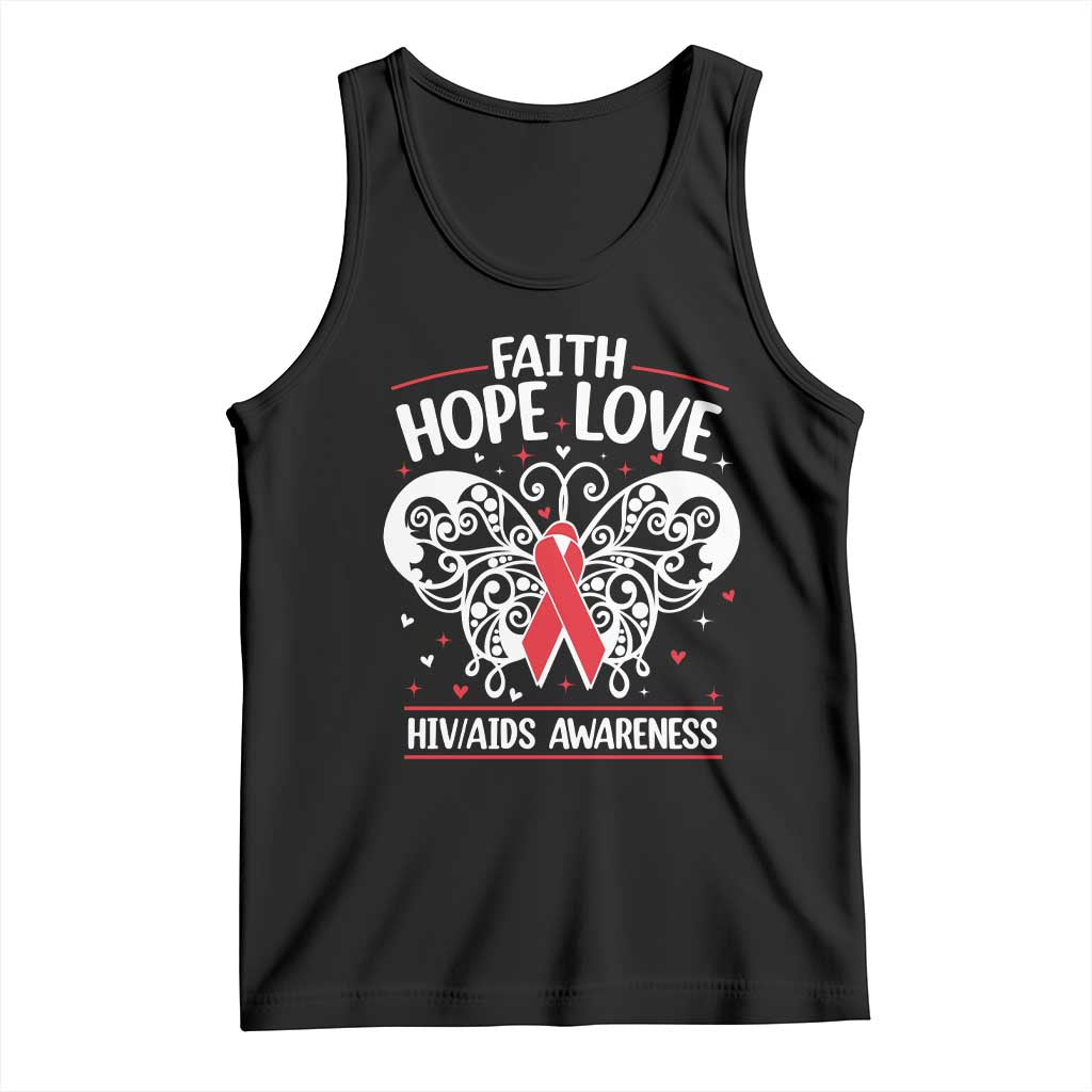 Red Ribbon Faith Hope Love Tank Top World AIDS Day Gift TS12 Black Print Your Wear