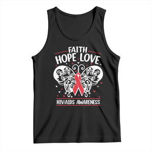 Red Ribbon Faith Hope Love Tank Top World AIDS Day Gift TS12 Black Print Your Wear