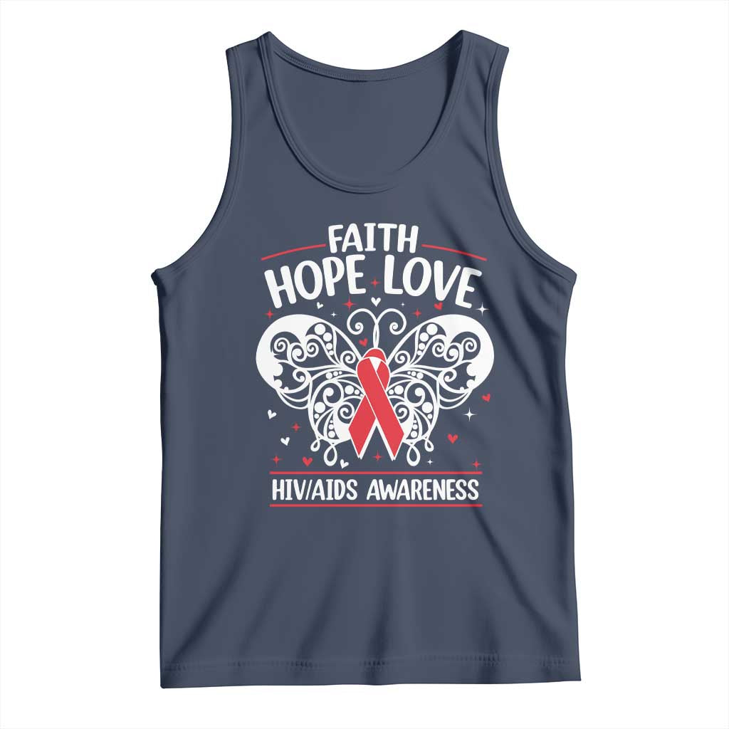Red Ribbon Faith Hope Love Tank Top World AIDS Day Gift TS12 Navy Print Your Wear