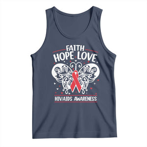 Red Ribbon Faith Hope Love Tank Top World AIDS Day Gift TS12 Navy Print Your Wear
