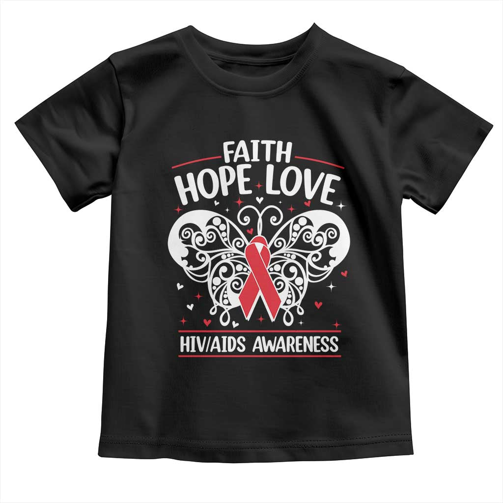 Red Ribbon Faith Hope Love Toddler T Shirt World AIDS Day Gift TS12 Black Print Your Wear