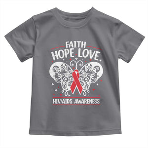 Red Ribbon Faith Hope Love Toddler T Shirt World AIDS Day Gift TS12 Charcoal Print Your Wear