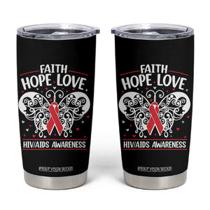 Red Ribbon Faith Hope Love Tumbler Cup World AIDS Day Gift TS12 Black Print Your Wear