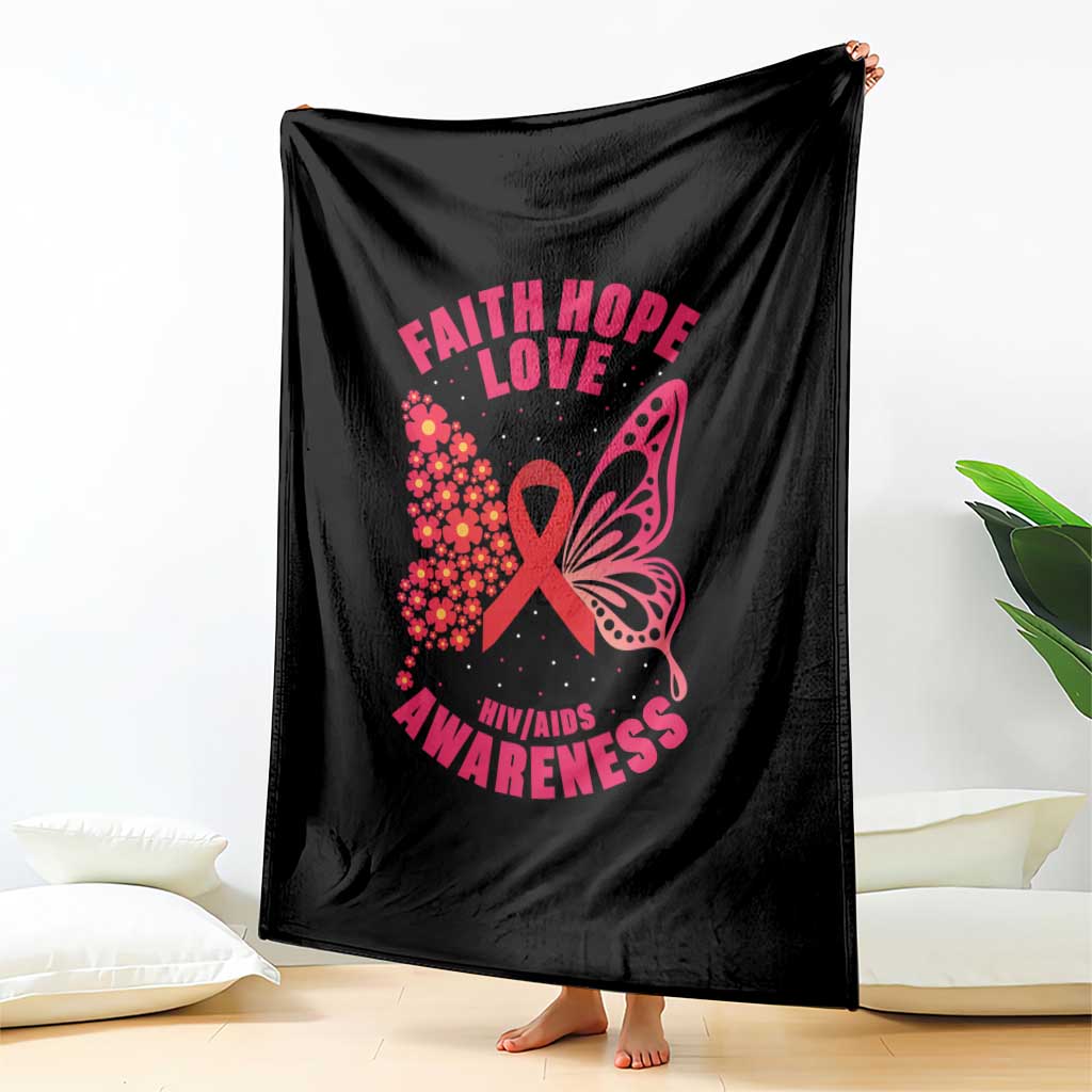 Faith Hope Love HIV Butterfly Throw Blanket Awareness Month Gift TS12 Print Your Wear