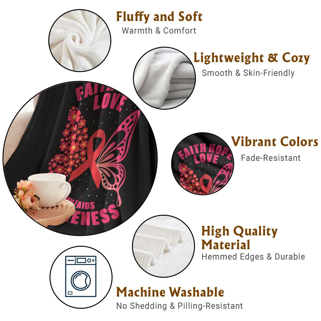 Faith Hope Love HIV Butterfly Throw Blanket Awareness Month Gift TS12 Print Your Wear
