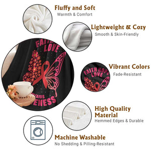 Faith Hope Love HIV Butterfly Throw Blanket Awareness Month Gift TS12 Print Your Wear