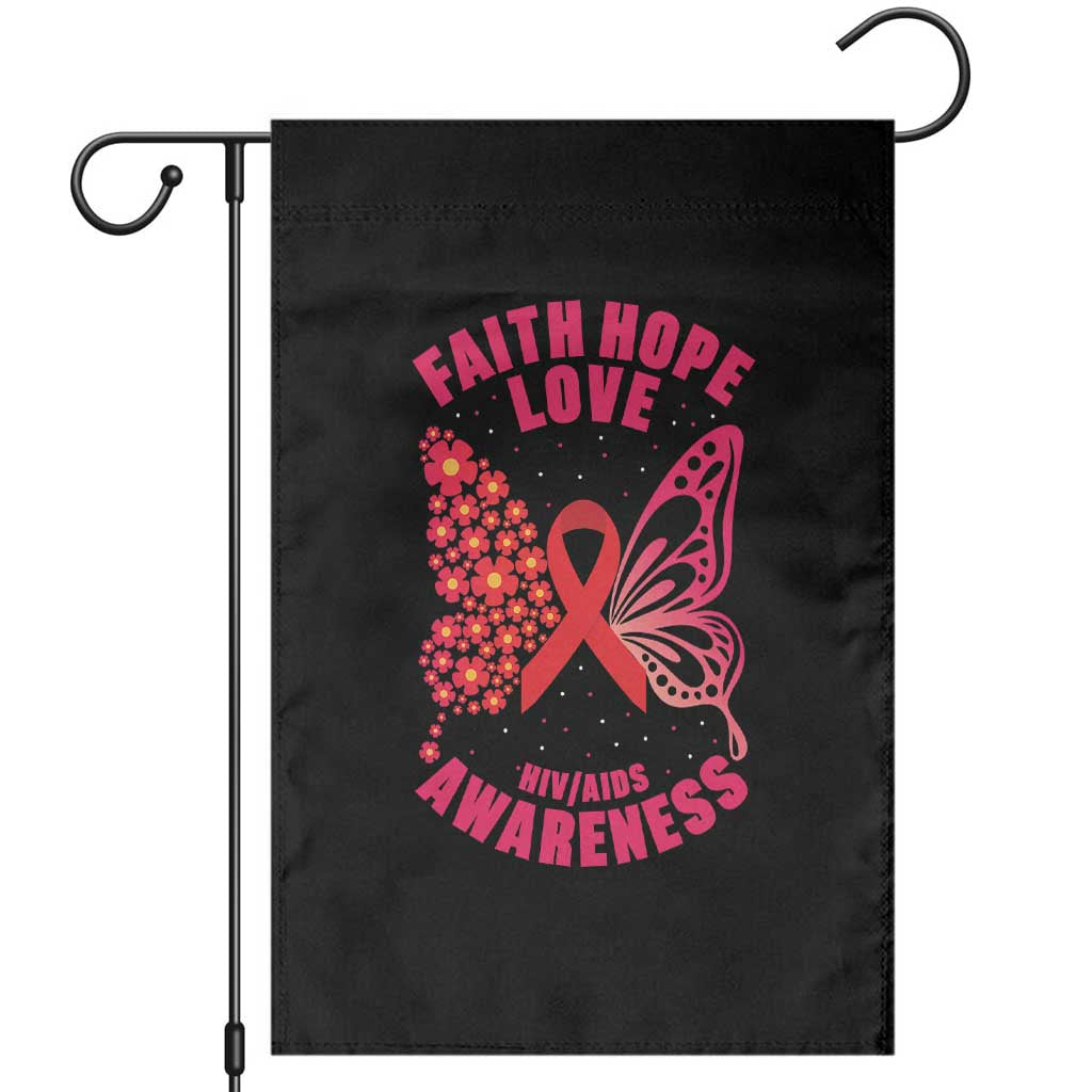 Faith Hope Love HIV Butterfly Garden Flag Awareness Month Gift TS12 Black Print Your Wear