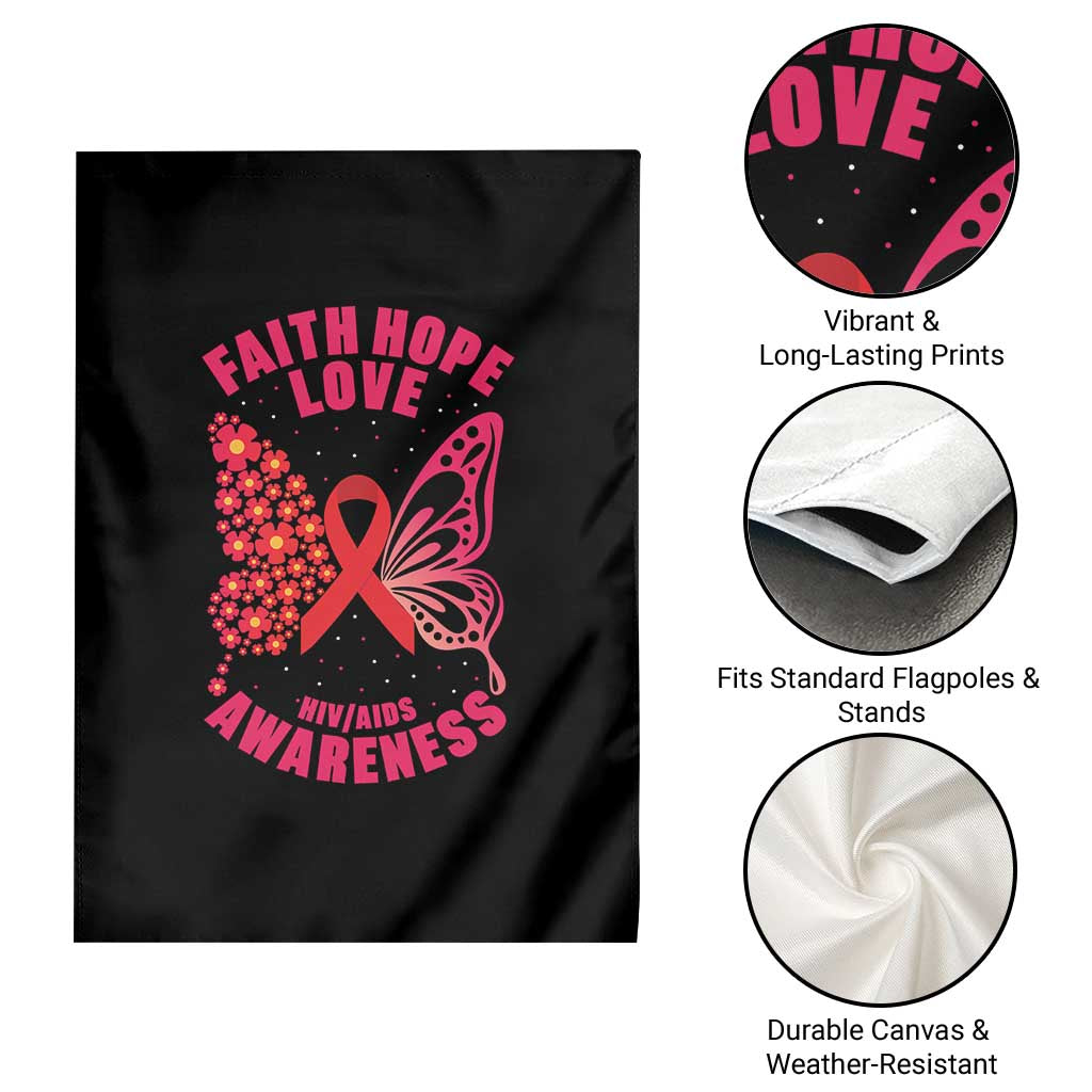 Faith Hope Love HIV Butterfly Garden Flag Awareness Month Gift TS12 Print Your Wear