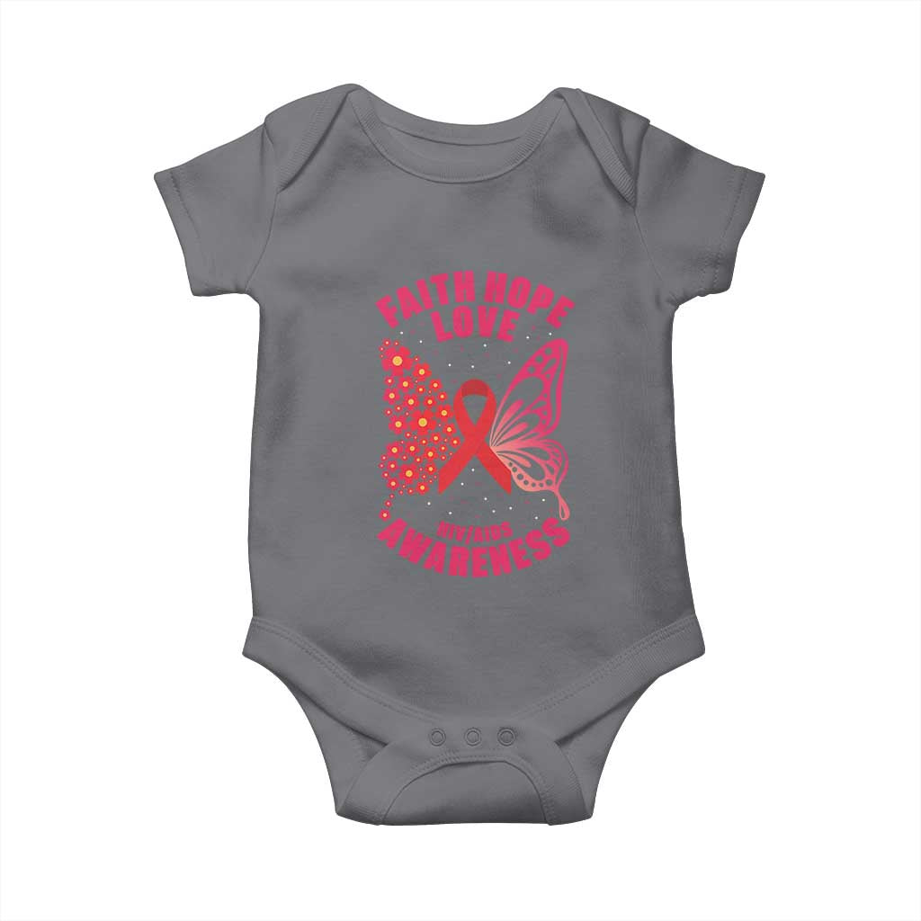 Faith Hope Love HIV Butterfly Baby Onesie Awareness Month Gift TS12 Charcoal Print Your Wear