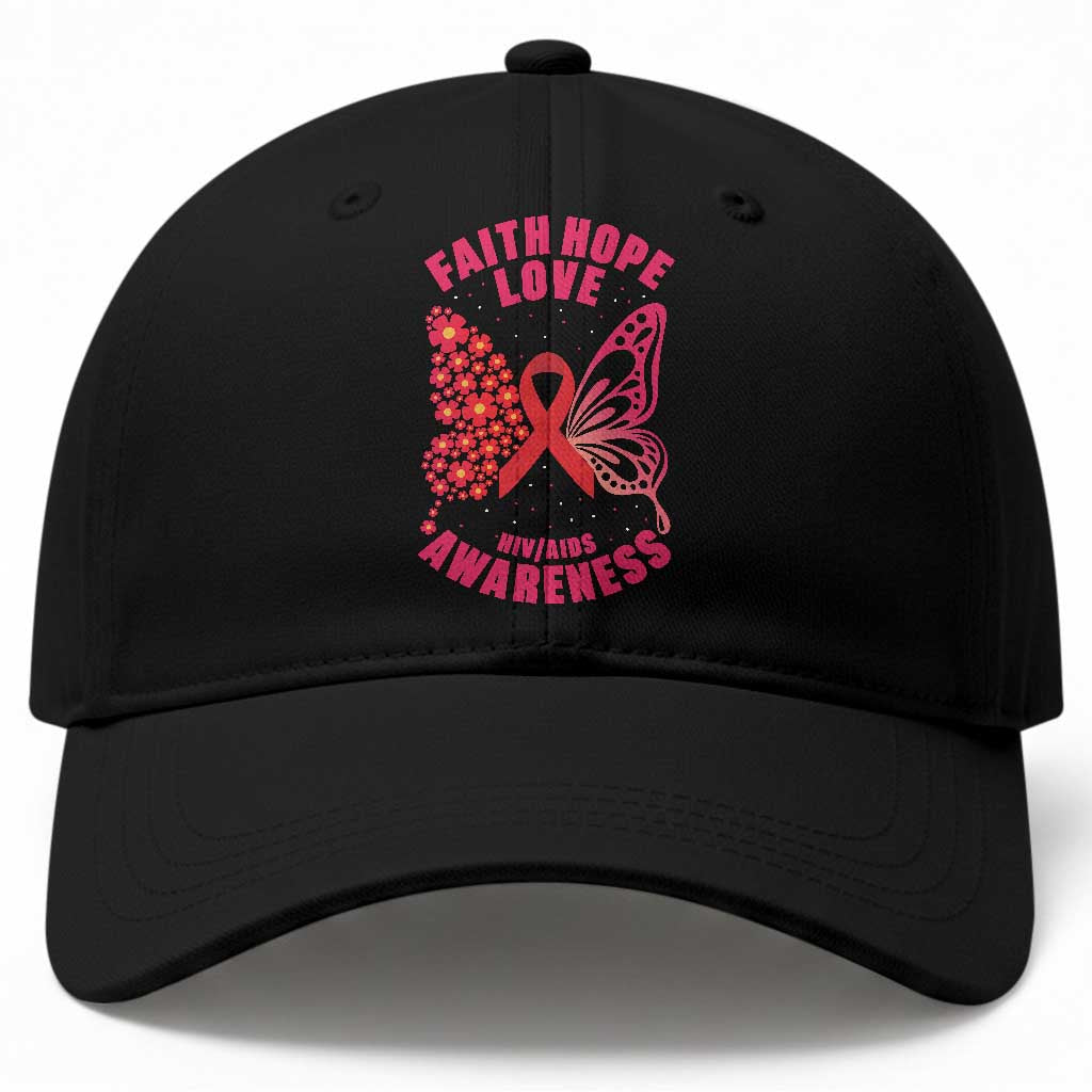 Faith Hope Love HIV Butterfly Baseball Cap Awareness Month Gift TS12 Print Your Wear