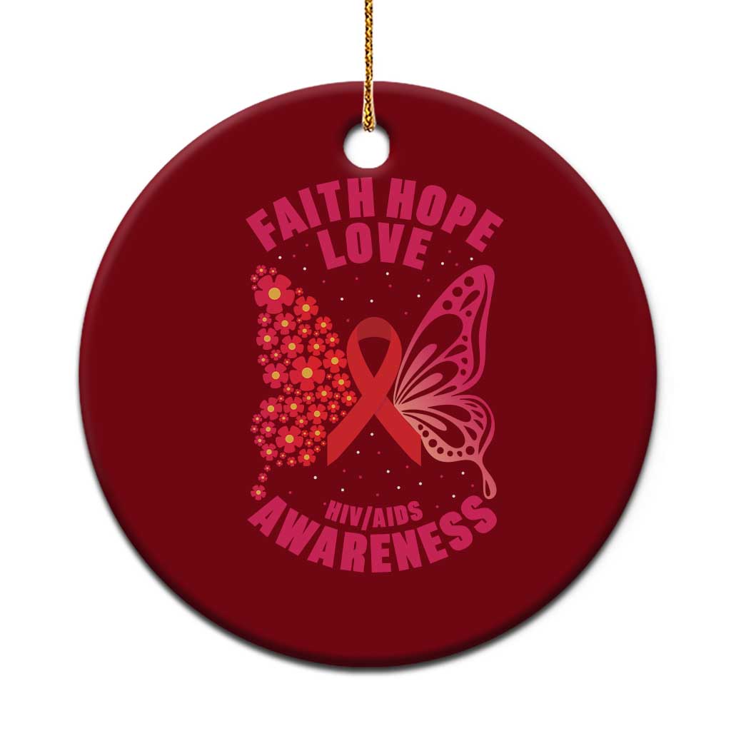 Faith Hope Love HIV Butterfly Ceramic Ornament Awareness Month Gift TS12 1pc Red Print Your Wear