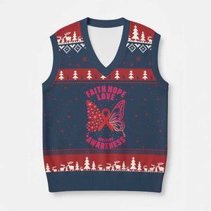 Faith Hope Love HIV Butterfly V-Neck Knit Sweater Vest Awareness Month Gift TS12 Navy Red Print Your Wear