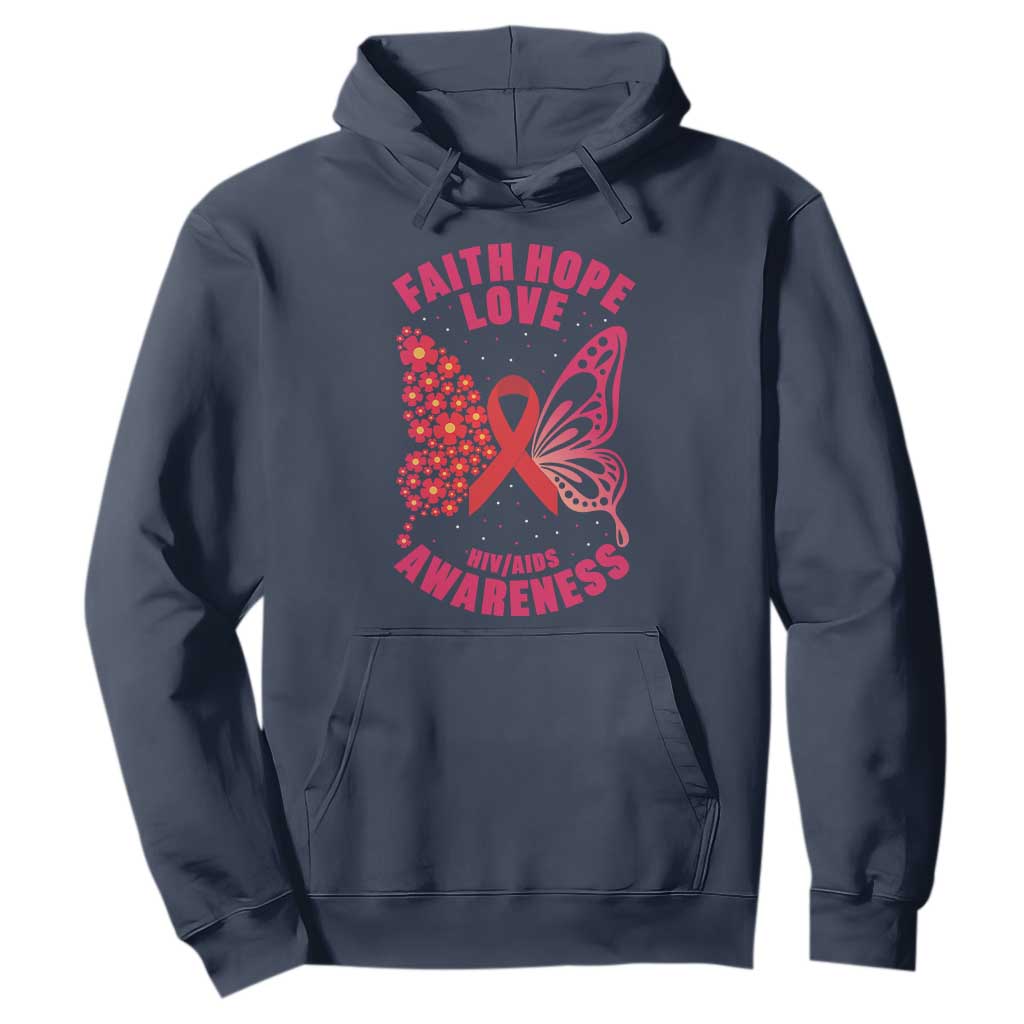 Faith Hope Love HIV Butterfly Hoodie Awareness Month Gift TS12 Navy Print Your Wear