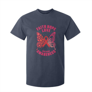Faith Hope Love HIV Butterfly T Shirt For Kid Awareness Month Gift TS12 Navy Print Your Wear