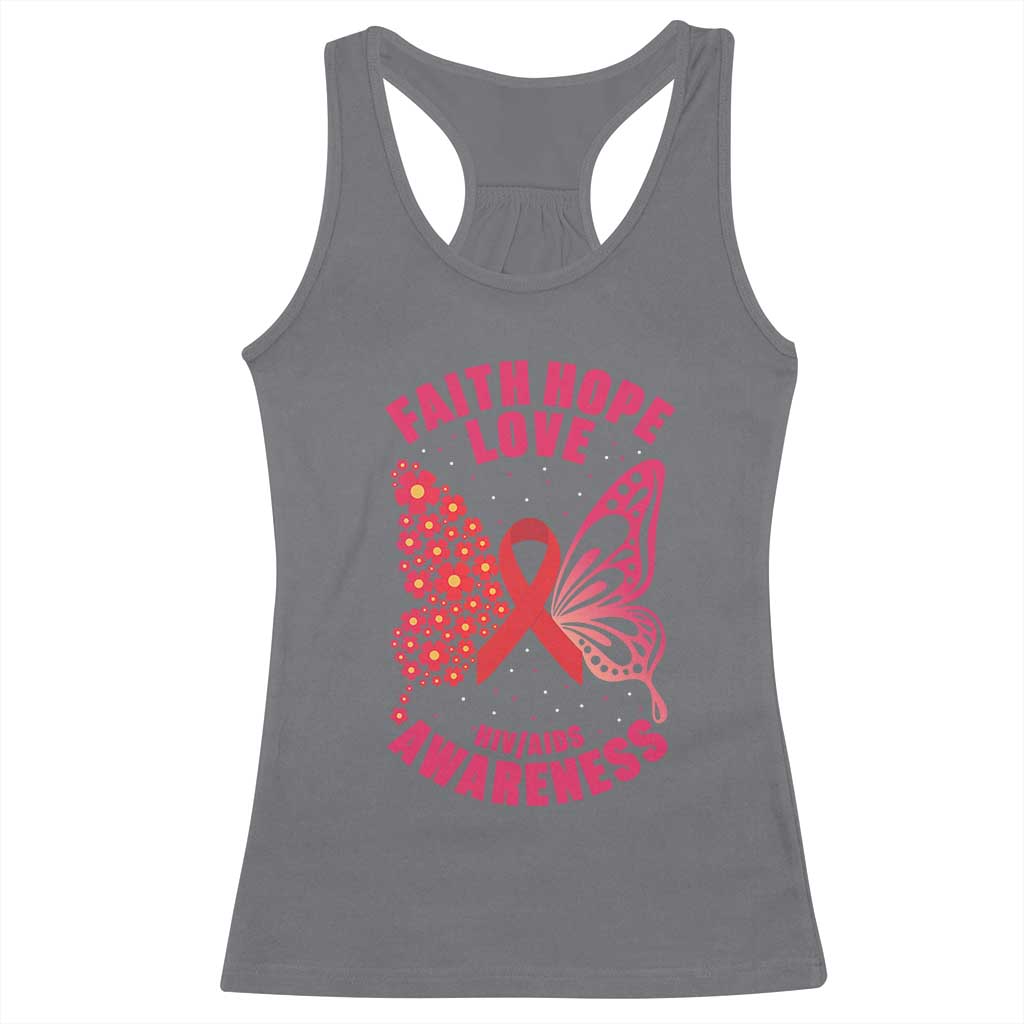Faith Hope Love HIV Butterfly Racerback Tank Top Awareness Month Gift TS12 Charcoal Print Your Wear