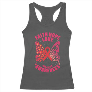 Faith Hope Love HIV Butterfly Racerback Tank Top Awareness Month Gift TS12 Dark Heather Print Your Wear