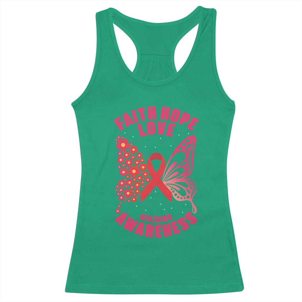 Faith Hope Love HIV Butterfly Racerback Tank Top Awareness Month Gift TS12 Irish Green Print Your Wear