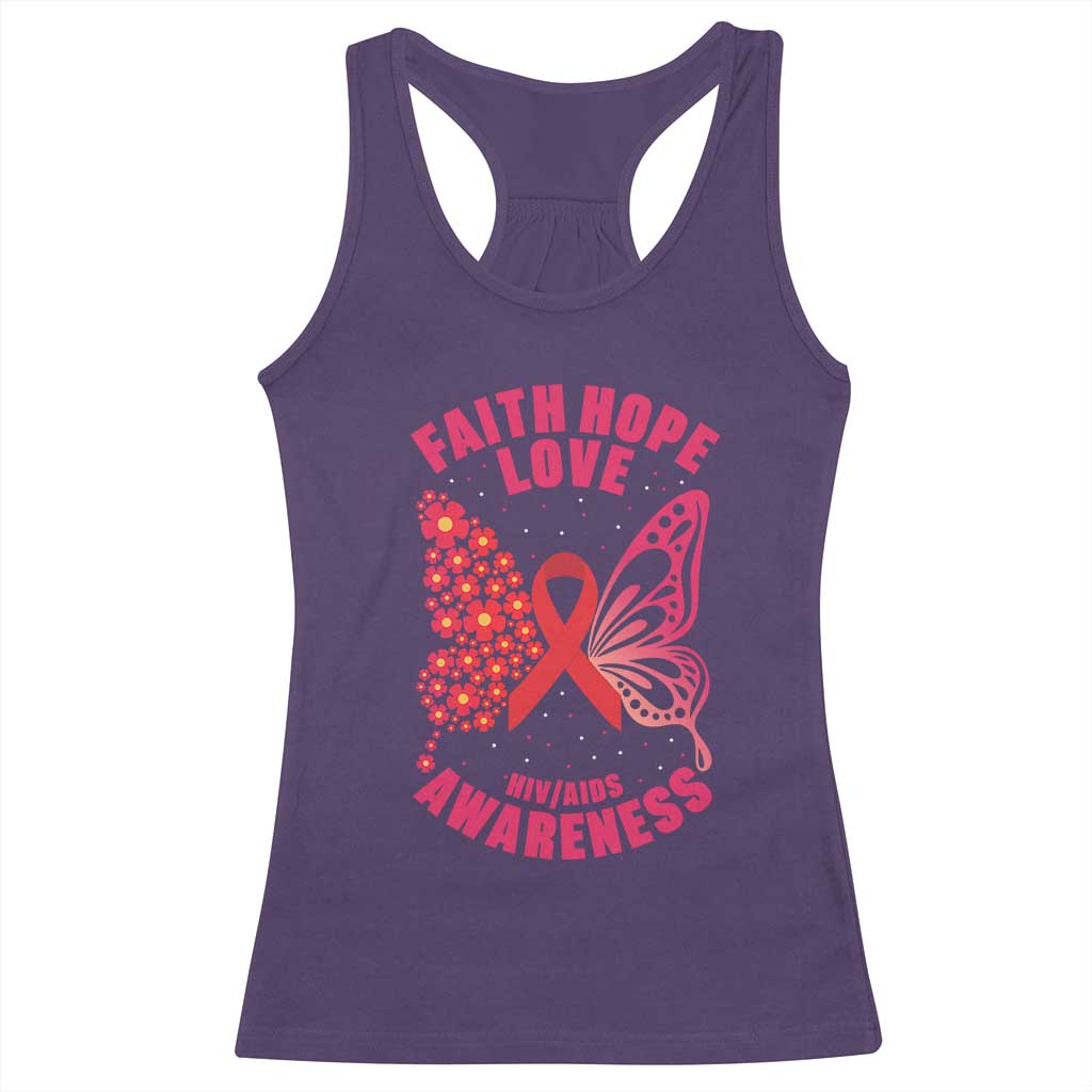 Faith Hope Love HIV Butterfly Racerback Tank Top Awareness Month Gift TS12 Purple Print Your Wear