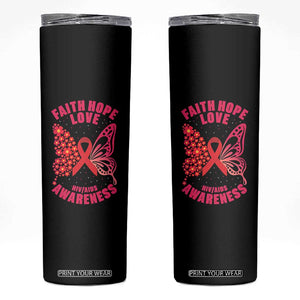 Faith Hope Love HIV Butterfly Skinny Tumbler Awareness Month Gift TS12 Black Print Your Wear