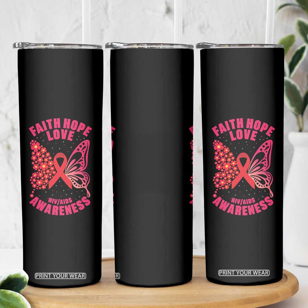 Faith Hope Love HIV Butterfly Skinny Tumbler Awareness Month Gift TS12 Print Your Wear