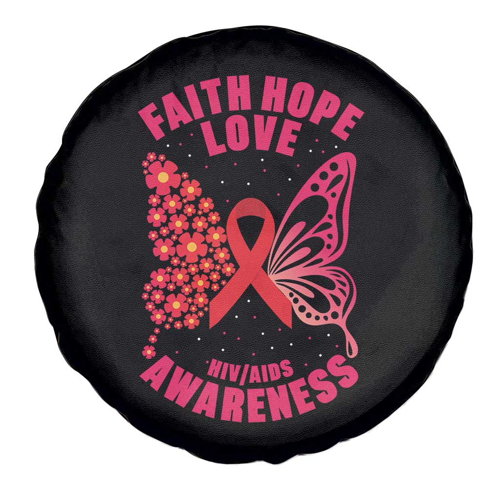 Faith Hope Love HIV Butterfly Spare Tire Cover Awareness Month Gift TS12 Print Your Wear