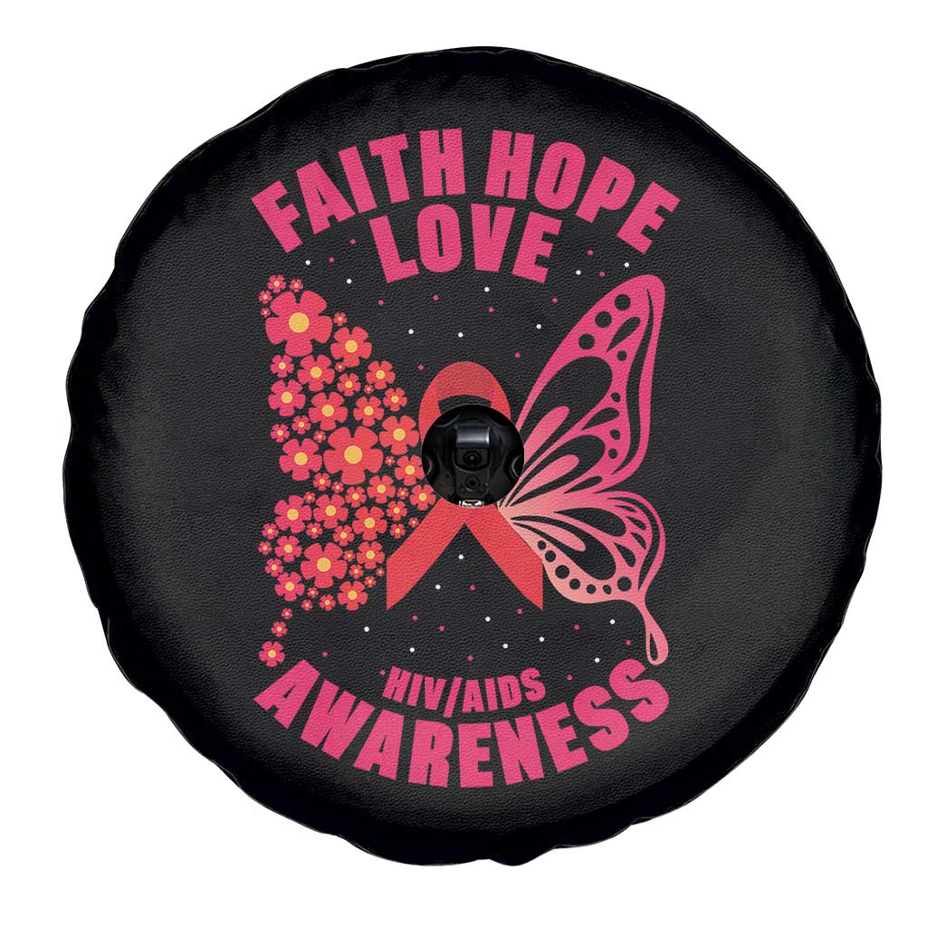 Faith Hope Love HIV Butterfly Spare Tire Cover Awareness Month Gift TS12 Print Your Wear