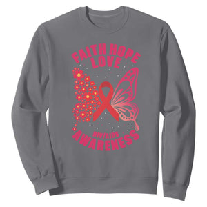 Faith Hope Love HIV Butterfly Sweatshirt Awareness Month Gift TS12 Charcoal Print Your Wear