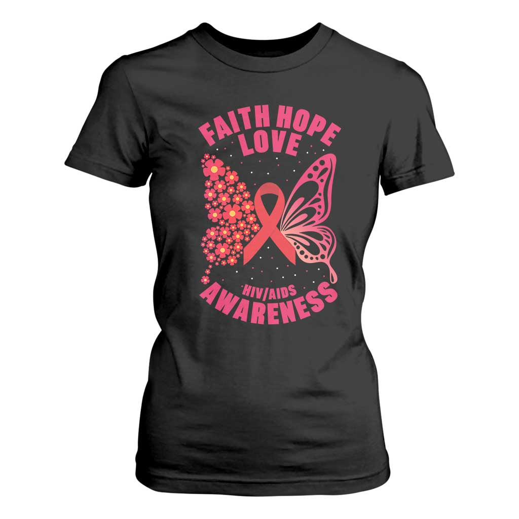 Faith Hope Love HIV Butterfly T Shirt For Women Awareness Month Gift TS12 Black Print Your Wear