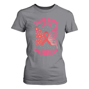 Faith Hope Love HIV Butterfly T Shirt For Women Awareness Month Gift TS12 Charcoal Print Your Wear