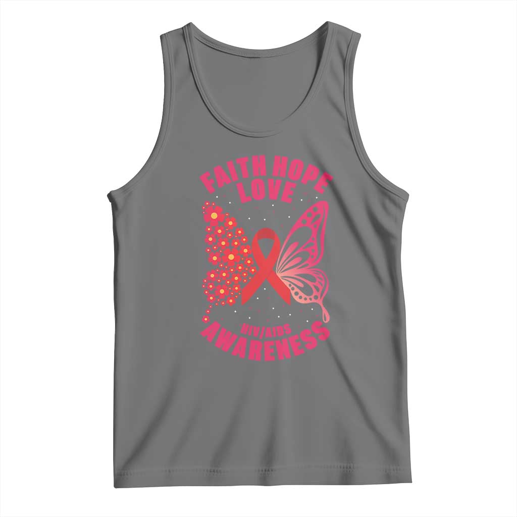Faith Hope Love HIV Butterfly Tank Top Awareness Month Gift TS12 Black Heather Print Your Wear