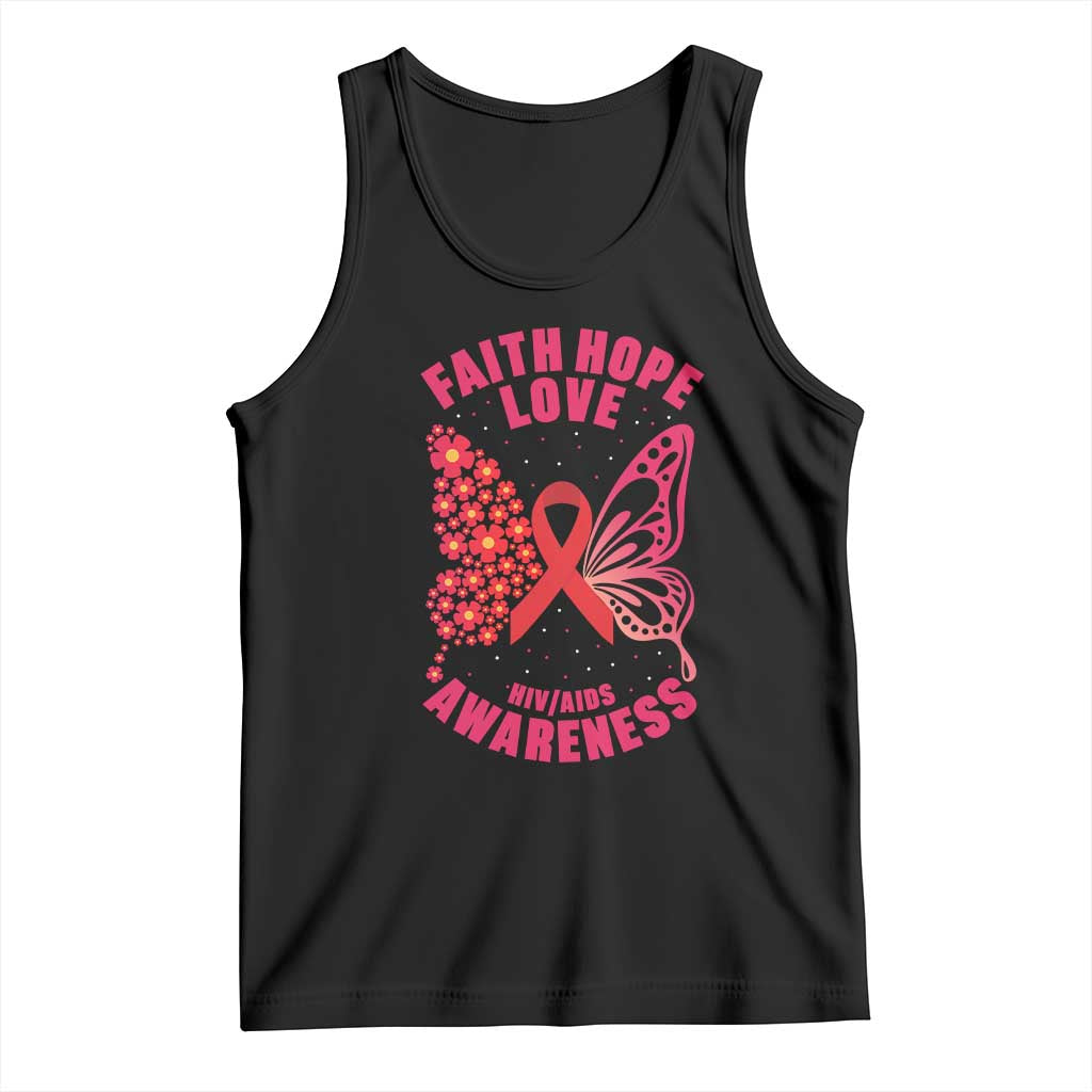 Faith Hope Love HIV Butterfly Tank Top Awareness Month Gift TS12 Black Print Your Wear