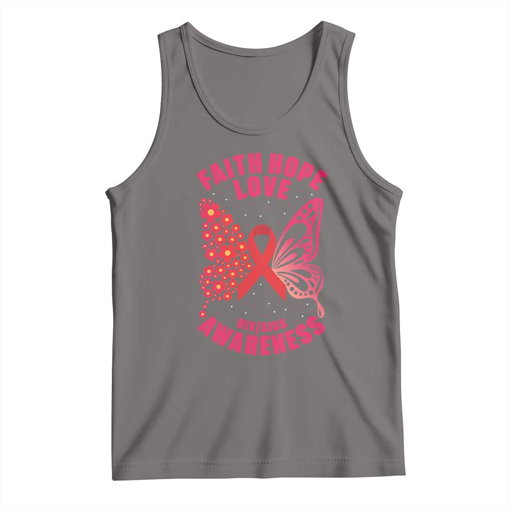 Faith Hope Love HIV Butterfly Tank Top Awareness Month Gift TS12 Deep Heather Print Your Wear