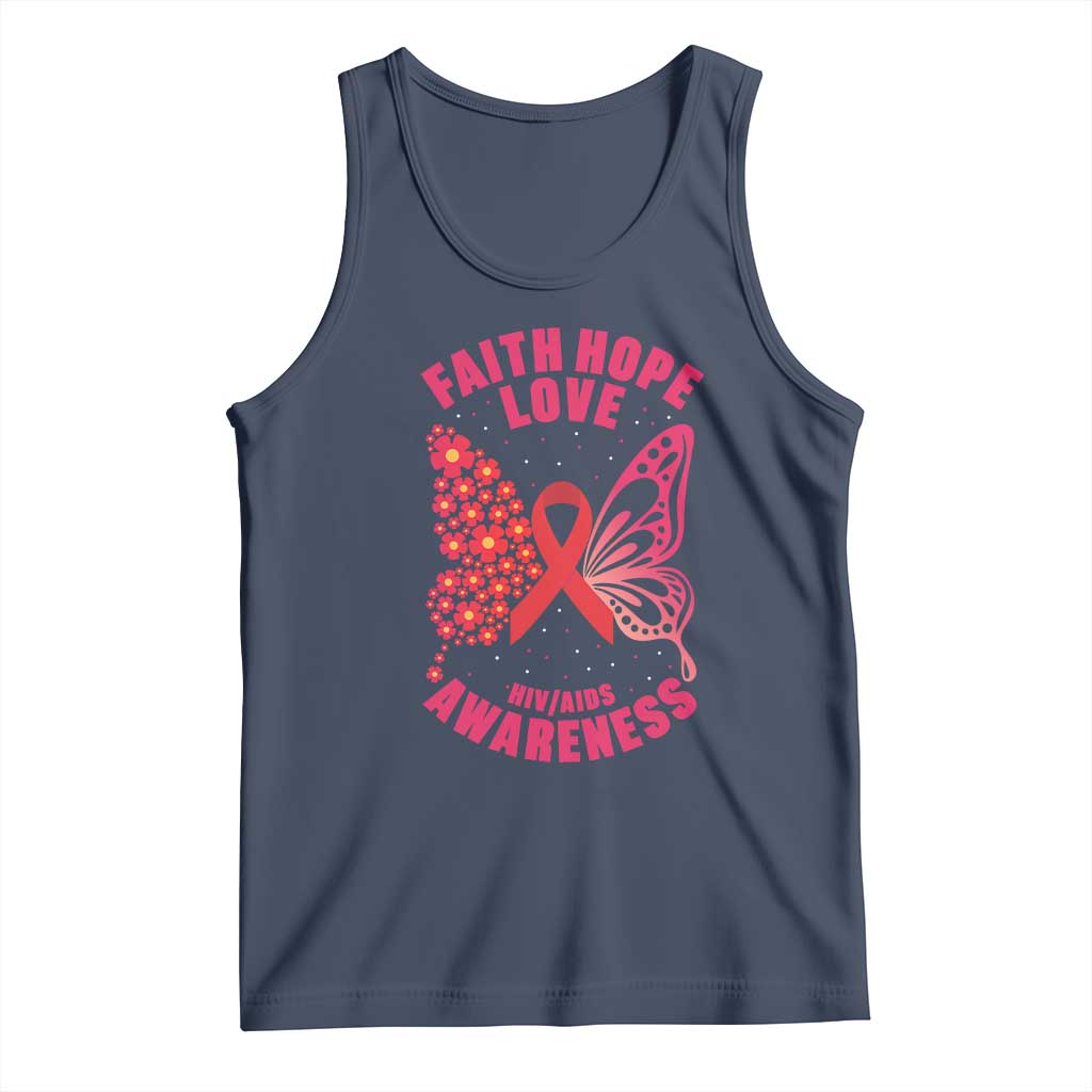Faith Hope Love HIV Butterfly Tank Top Awareness Month Gift TS12 Navy Print Your Wear