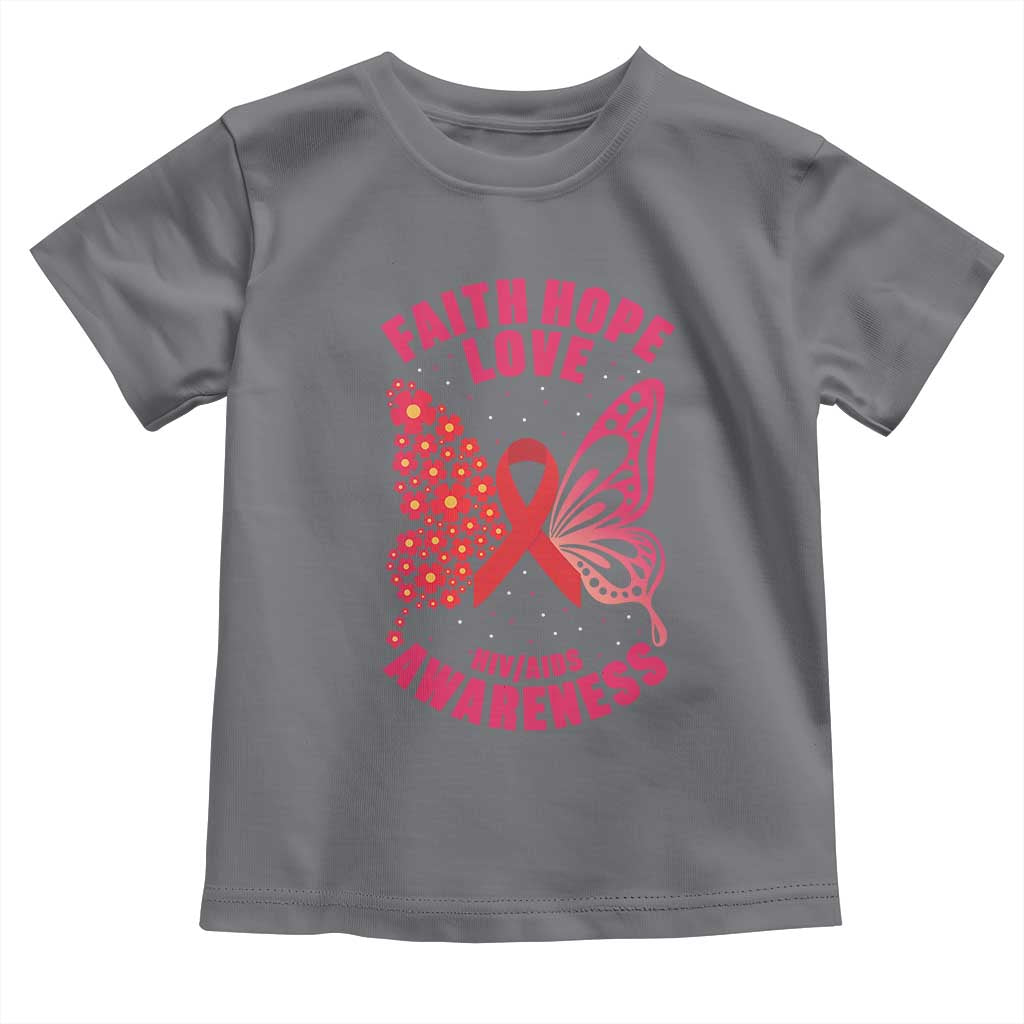 Faith Hope Love HIV Butterfly Toddler T Shirt Awareness Month Gift TS12 Charcoal Print Your Wear