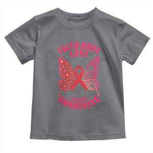 Faith Hope Love HIV Butterfly Toddler T Shirt Awareness Month Gift TS12 Charcoal Print Your Wear