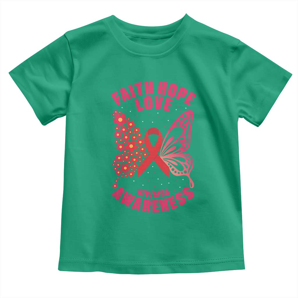 Faith Hope Love HIV Butterfly Toddler T Shirt Awareness Month Gift TS12 Irish Green Print Your Wear