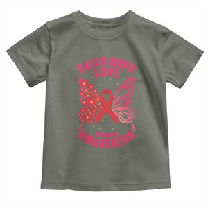Faith Hope Love HIV Butterfly Toddler T Shirt Awareness Month Gift TS12 Military Green Print Your Wear