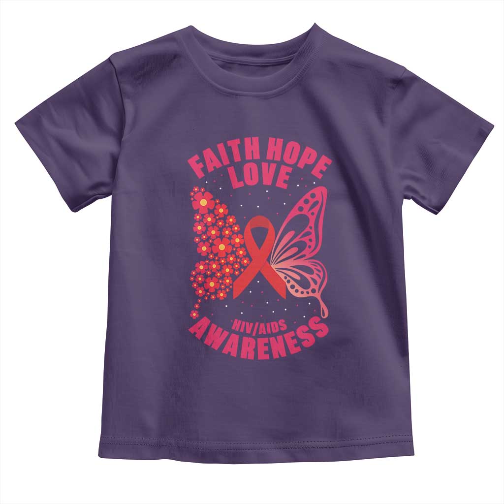 Faith Hope Love HIV Butterfly Toddler T Shirt Awareness Month Gift TS12 Purple Print Your Wear