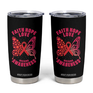 Faith Hope Love HIV Butterfly Tumbler Cup Awareness Month Gift TS12 Black Print Your Wear