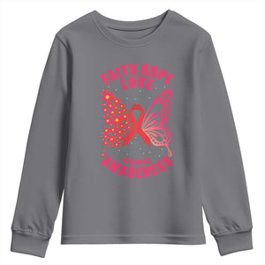 Faith Hope Love HIV Butterfly Youth Sweatshirt Awareness Month Gift TS12 Charcoal Print Your Wear