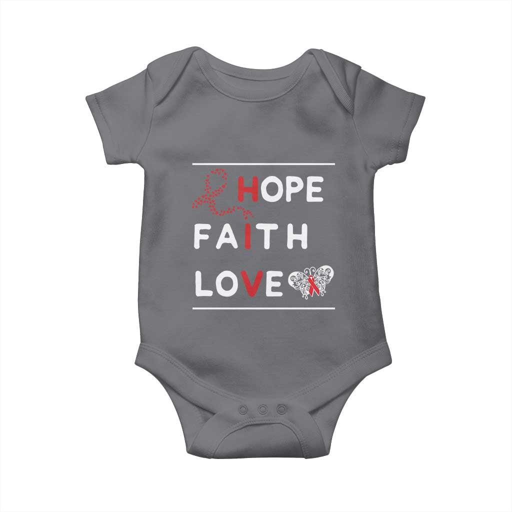 Faith Hope Love HIV AIDS Awareness Baby Onesie Hope Strength Empowerment Gift TS12 Charcoal Print Your Wear