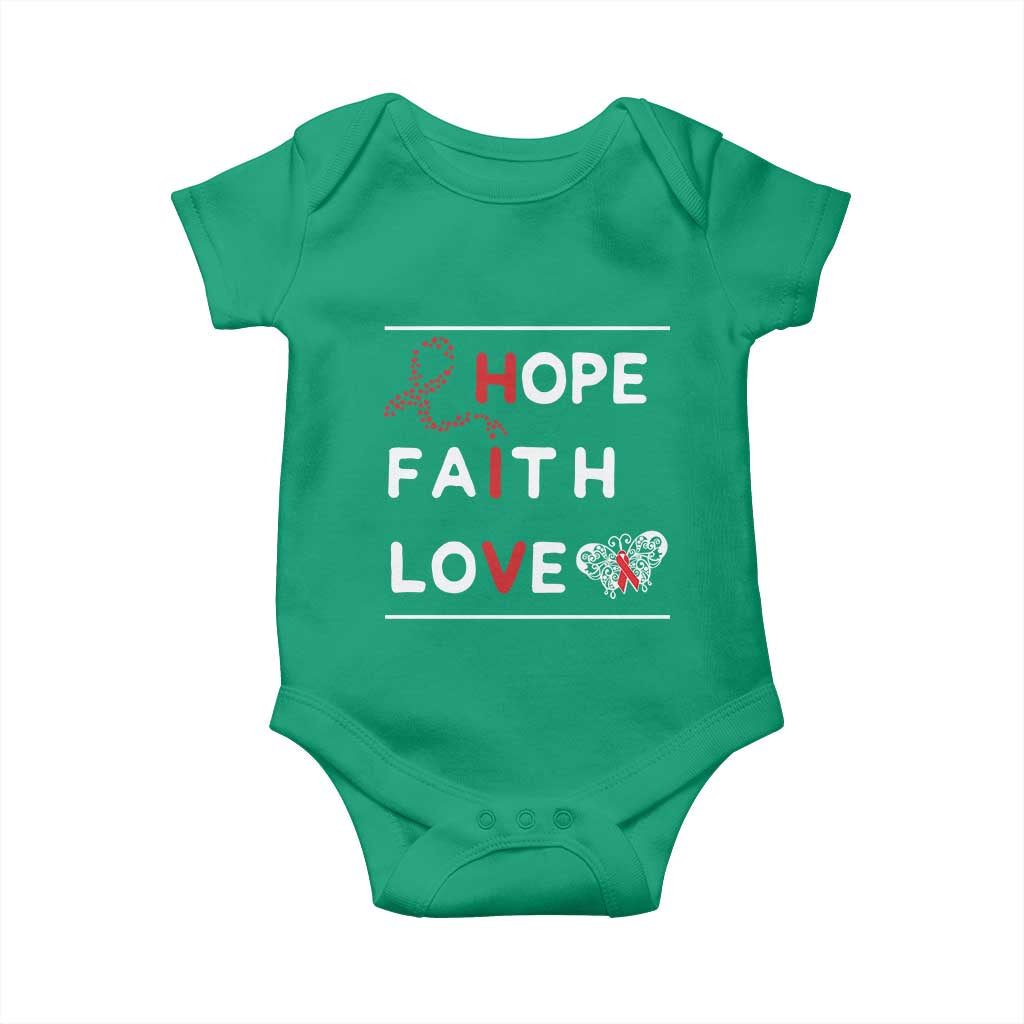 Faith Hope Love HIV AIDS Awareness Baby Onesie Hope Strength Empowerment Gift TS12 Irish Green Print Your Wear