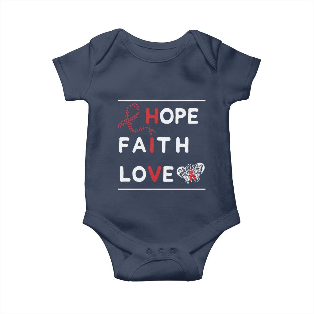 Faith Hope Love HIV AIDS Awareness Baby Onesie Hope Strength Empowerment Gift TS12 Navy Print Your Wear