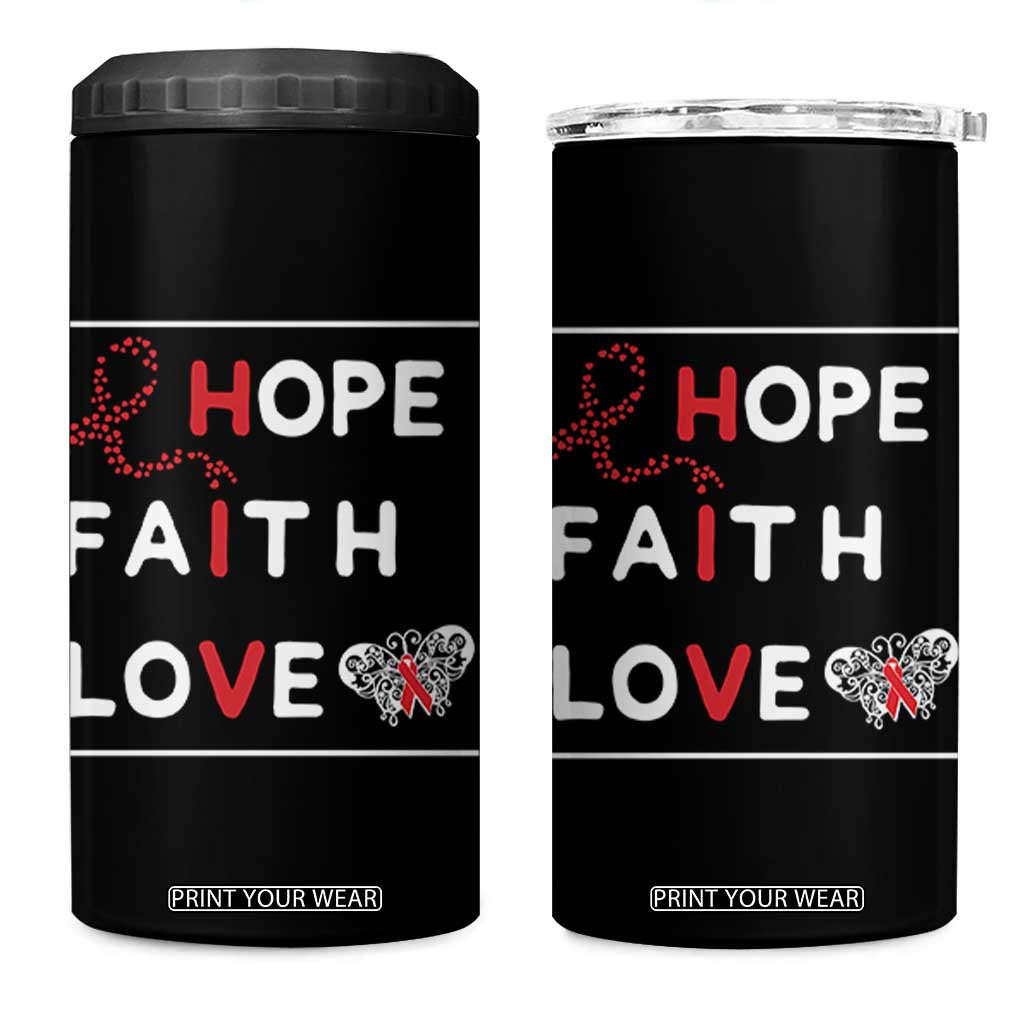 Faith Hope Love HIV AIDS Awareness 4 in 1 Can Cooler Tumbler Hope Strength Empowerment Gift TS12 One Size: 16 oz Black Print Your Wear