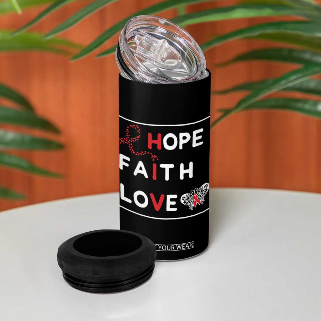 Faith Hope Love HIV AIDS Awareness 4 in 1 Can Cooler Tumbler Hope Strength Empowerment Gift TS12 Print Your Wear