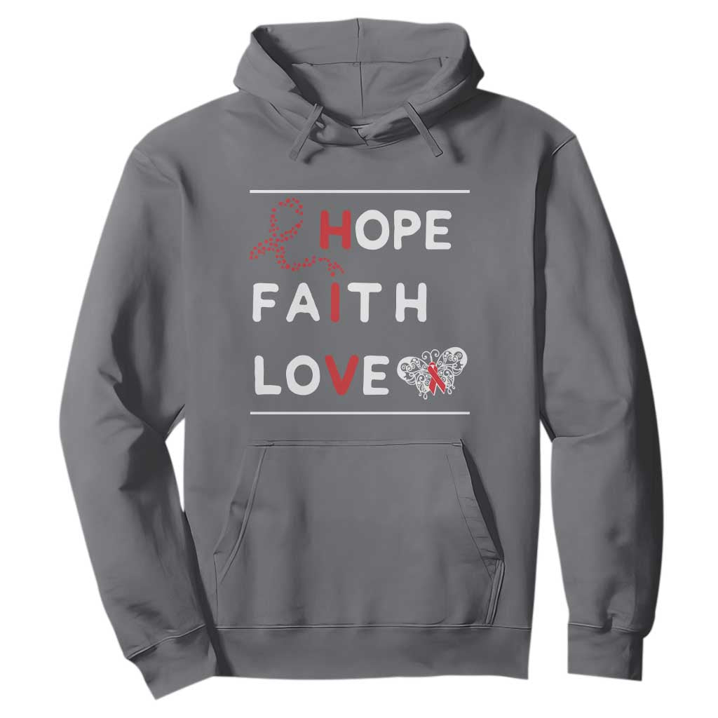 Faith Hope Love HIV AIDS Awareness Hoodie Hope Strength Empowerment Gift TS12 Charcoal Print Your Wear