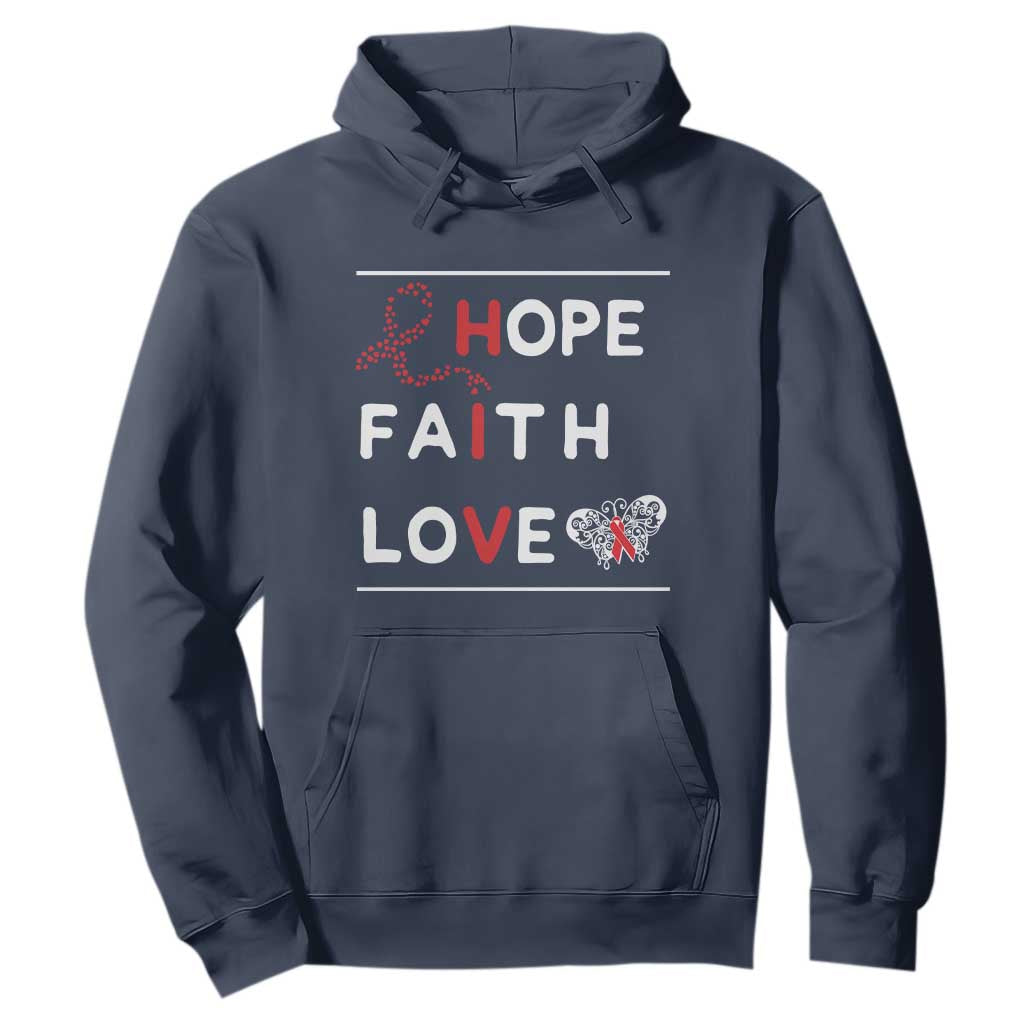 Faith Hope Love HIV AIDS Awareness Hoodie Hope Strength Empowerment Gift TS12 Navy Print Your Wear