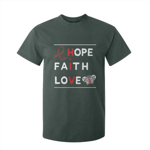 Faith Hope Love HIV AIDS Awareness T Shirt For Kid Hope Strength Empowerment Gift TS12 Dark Forest Green Print Your Wear